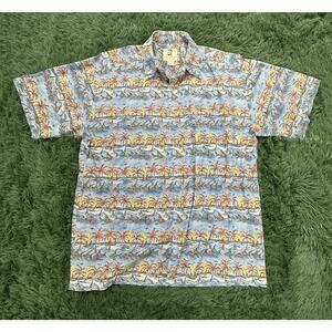 KAHALA Hawaiian Islands Men's Medium M Tropical Fish Palm Tree Button Shirt